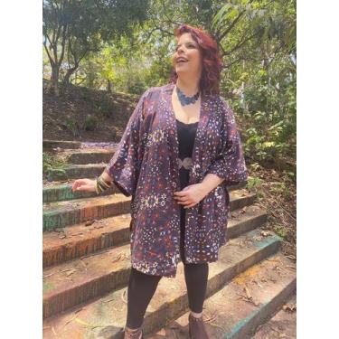 Imagem de Kimono Curto Azul - Cassia Isbener, ÚNICO