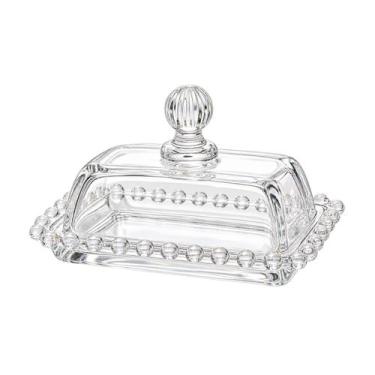 Imagem de Manteigueira De Cristal Com Perolas 14x9x8cm Com Tampa Luxo - Wolff