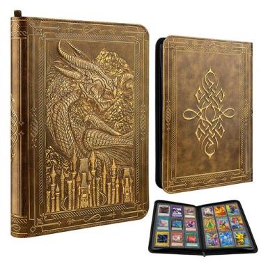 Imagem de Álbum para cartas TIANREN 360 bolsos couro PU 3D dourado