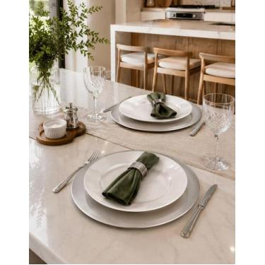 Imagem de Kit 2 Sousplat De Aço Inox Mesa Jogo Americano 34cm Luxo Organização D