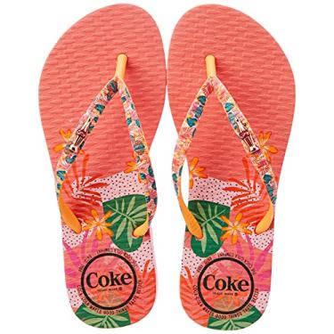 Imagem de Chinelo Coca-Cola Shoes, Jungle Summer, feminino, Rosa Claro/Pessego, 34