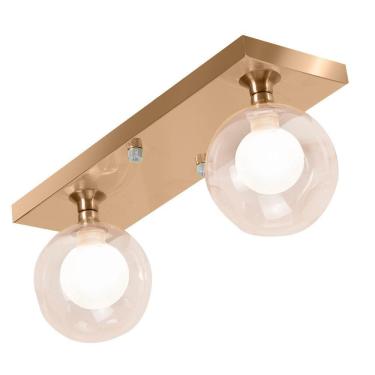 Imagem de Lustre Retangular Duplo New Cobre Harmony Bolinha Ambar