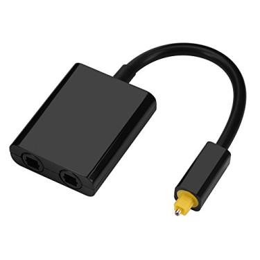 Imagem de Cabo de óptico digital, 1 em 2 Out Dual Port Digital Optical Audio Splitter Adapter Audio Cable Digital Optical Fiber(preto)