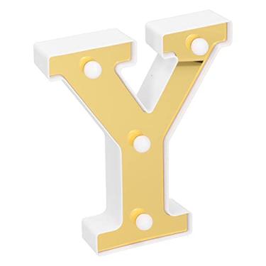 Imagem de Lâmpada com letra, placa Y de plástico com sensação romântica em ouro branco quente para luminárias internas