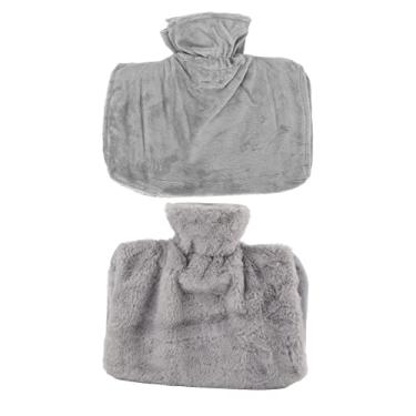 Imagem de Garrafa de água quente, alívio da dor destacável espessada Boa estanqueidade Bolsa de água quente de grande capacidade para casa(cinza)