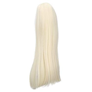 Imagem de Peruca de Cabeça de Boneca de Brinquedo, Perucas de Reposição de Cabelo Com TrançAs Longas e Encaracoladas para Presente para Meninas para Simulação de Bonecas Faça Você Mesmo (Ouro)
