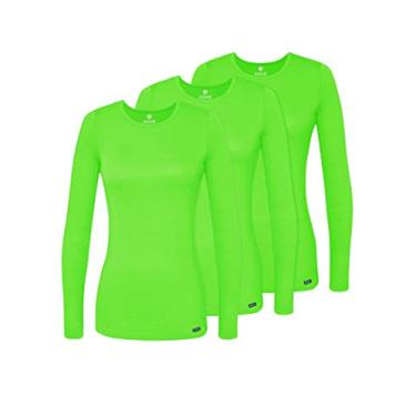 Imagem de Pacote com 3 cuecas Adar Underscrubs para mulheres – Camiseta confortável de manga comprida, Neon Lime Green, XX-Small