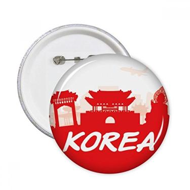 Imagem de Emblema com contorno vermelho para decoração de acessórios com emblema da Coreia e alfinetes redondos 5 peças