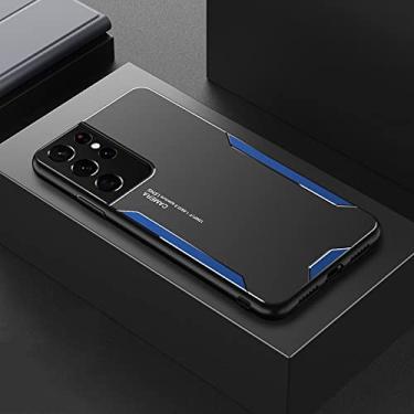 Imagem de Capa de metal de alumínio de luxo para Samsung Galaxy S22 S21 S20 FE Ultra S8 S9 S10 Note 20 10 Plus A52 A72 A32 capa de silicone para pára-choques, azul, para S21 FE