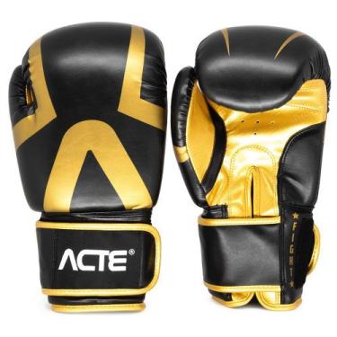 Imagem de Luva De Boxe E Muay Thai Premium - Preto E Dourado - 10Oz - Acte Sport