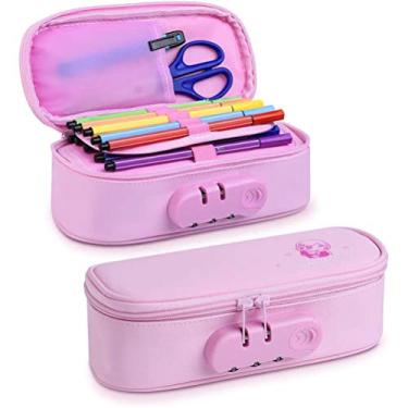 Imagem de Estojo para Lápis Portátil Com Trava de Grande Capacidade para Escritório Escolar Adolescente Menina Menino Homem Mulher Adulto (rosa)