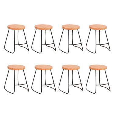 Imagem de Conjunto com 8 Bancos | Banquetas Dili Natural e Preto Industrial