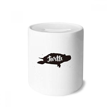 Imagem de DIYthinker Caixa de cerâmica tartaruga preta e branca Animal Dinheiro Porta-moedas Porta-moedas Presente de cofrinho