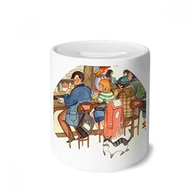 Imagem de DIYthinker Miaoji Pintura Gato Restaurante Catch Rat Dinheiro Caixa Cerâmica Porta-Moedas Presente