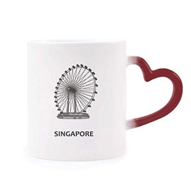 Imagem de Caneca Singapura com roda-gigante sensível ao calor Caneca vermelha que muda de cor