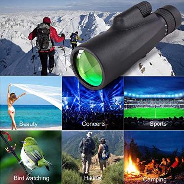 Imagem de Telescópio monocular, 12X50 Prisma de alta potência à prova de nevoeiro - À prova de choque à prova de choque -BAK4 Prisma FMC, para acampamento de observação de pássaros, com suporte para smartphone e mini tripé