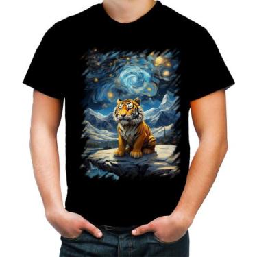 Imagem de Camiseta Colorida Tigre Noite Estrelada Van Gogh 4 - Kasubeck Store