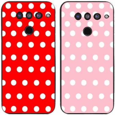 Imagem de 2 peças de capa de telefone traseira de silicone em gel TPU com bolinhas vermelhas e rosa para LG Series (LG V50 ThinQ)