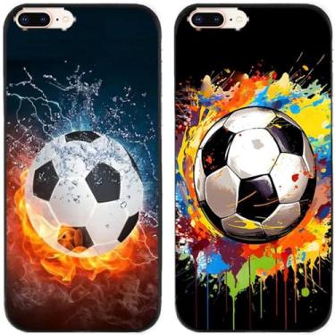 Imagem de 2 peças de capa de telefone traseira de silicone em gel TPU impresso futebol para Apple iPhone todas as séries (iPhone 7 Plus/iPhone 8 Plus)