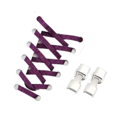 Imagem de Elastic Shoelaces Sneakers Mix And Match Colors No Tie Shoe Laces Children Adult Wide Fast Shoelaces(Purple)