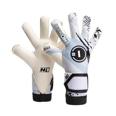 Imagem de N1 Goalkeeper gloves Zeus UGT+ Luvas de Goleiro Adulto para Futebol Profissional Ultraleve e Ajustável. De látex alemão com fechamento de fita dupla. Aderência Extrema e Antiderrapante. Branco. 8