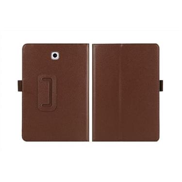 Imagem de Generic Capa fina dobrável com suporte para Samsung Galaxy Tab S2 20.3 cm 2015 (SM-T710 T715 T713 T719), fecho magnético leve de couro PU flip à prova de choque Auto Wake/Sleep Smart Cover marrom