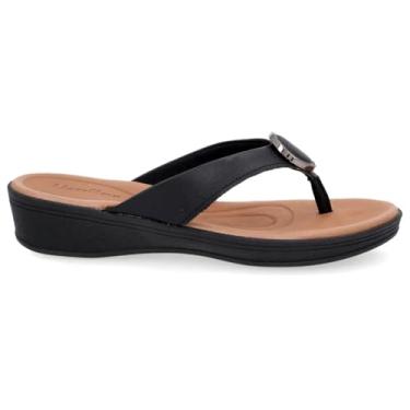 Imagem de Chinelo Feminino Plataforma Couro Preto Usaflex UF0202-001