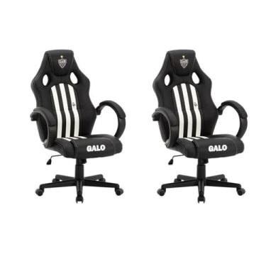 Imagem de Kit 2 Cadeiras Gamer Atlético Mineiro Cam 3316 Espresso Móveis Preto