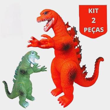 Imagem de Kit com Dois Bonecos Godzillas Dinossauro de Brinquedo Articulado - To