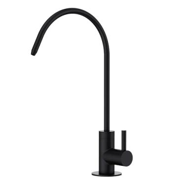 Imagem de GIMILI Torneira de água potável preta fosca para pia de cozinha, torneira de filtro de água de cozinha de aço inoxidável para osmose reversa ou sistema de filtragem de água, torneira RO sem lacuna de