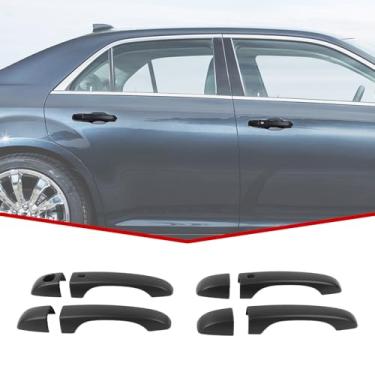 Imagem de JeCar Capas de acabamento de maçaneta de porta acessórios externos compatíveis com Chrysler 300/300C 2011-2023, preto fosco