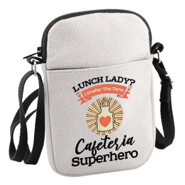 Imagem de JNIAP Lunch Lady Gift Cafeteria Superhero Bolsa tiracolo Cafeteria Crew Gift, Lunch Lady C Bag