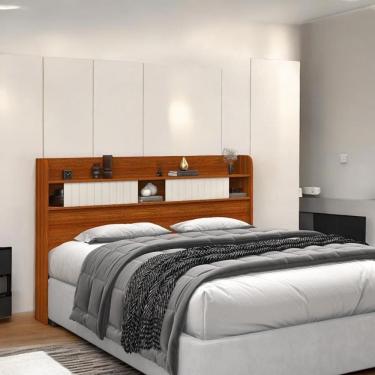 Imagem de Cabeceira Com Prateleiras Nyce Solteiro Cinamomo E Off