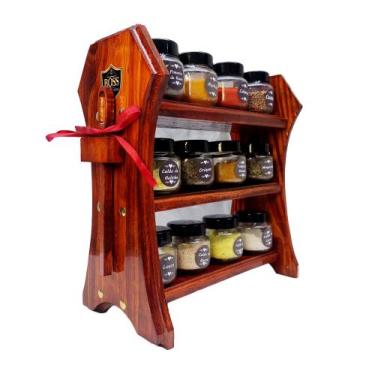 Imagem de Porta Temperos Prático de Balcão com 12 Potes e colher dosadora - Boss