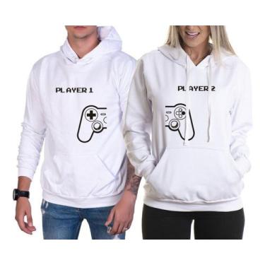 Imagem de Kit/ 2 Moletom Blusa De Frio Casaco Canguru Casal Player 1 & Player 2 