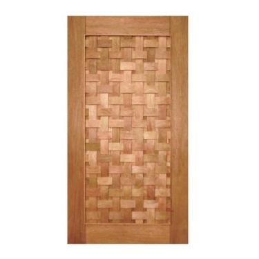 Imagem de Porta de Madeira Couro Trançado Maciça Cedro Arana Casmavi, 80cm x 210