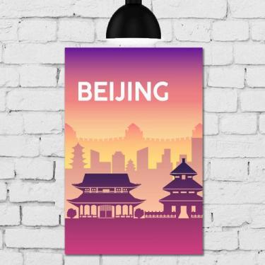 Imagem de Placa Decorativa para Sala MDF Cidades Beijing 30x40cm - Quartinhos