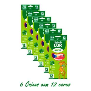 Imagem de Kit 6 Caixas Lápis De Cor 12 Cores Grande Leo Eco Atacado - Leotack