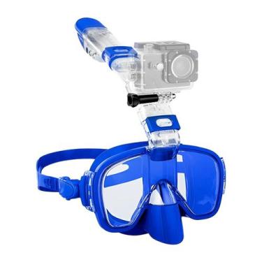 Imagem de Máscara de Mergulho Com Snorkel e Suporte Câmera Azul g - 5SPORTS