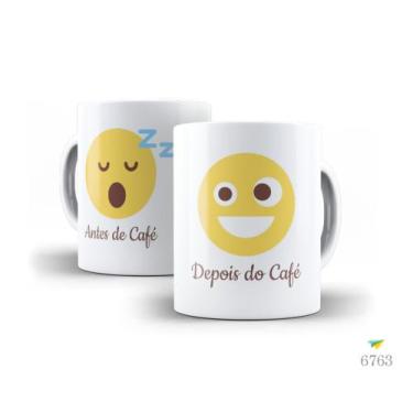 Imagem de Caneca Emoji, Antes do café, depois do café - Live