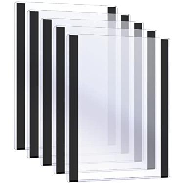 Imagem de 5 peças de suporte magnético rígido de 21,5 cm x 28,5 cm molduras magnéticas porta-papel de plástico transparente com bordas magnéticas, suporte magnético de documentos para exibição de pôster tamanho carta, loja de escritório em casa