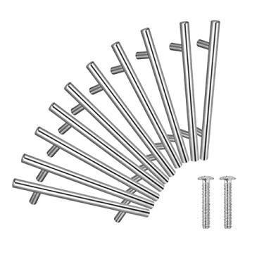 Imagem de Maçaneta de Porta de Vidro Em Forma de T de Aço Inoxidável, Acabamento Escovado à Prova de Ferrugem, Kit de 20 Unidades para Armários, Gavetas, Hotéis