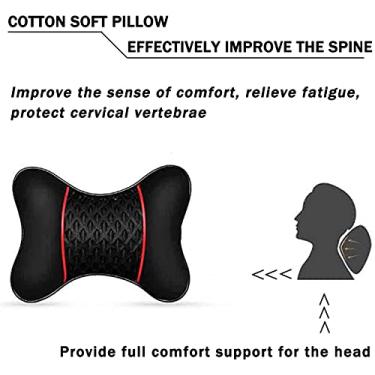 Imagem de Travesseiro de Pescoço para Carro, Almofadas Macias para Encosto de Cabeça, Suporte para Pescoço, Travesseiro de Couro Vestível (Preto)