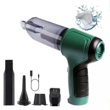 Imagem de Aspirador de Pó Sem Fio Portátil 4 em 1 Multifuncional Recarregável via USB Remove Poeira Pelos Lacra Sacos Soprador de Sucção 19000Pa Motor 120W Infla Colchões Bateria Durável Limpeza de Carro