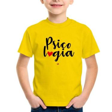 Imagem de Camiseta Infantil Psicologia por amor - Foca na Moda, Amarelo, 6