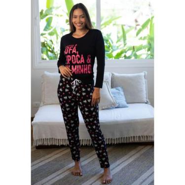 Imagem de Pijama Manga Longa Inverno Pipoca feninino - Empório do Algodão, Preto