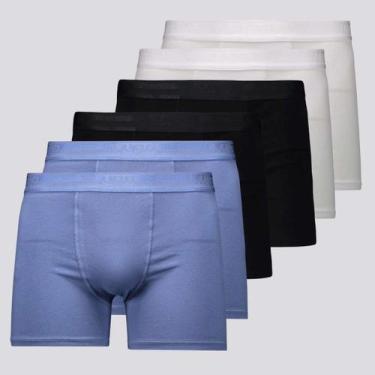 Imagem de Kit 6 Cuecas Lupo Boxer Elastic Branca Azul e Preta, GG
