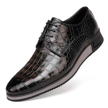 Imagem de GOLDEN COXES FAMILY Sapato Oxford masculino casual com cadarço, clássico, formal, para negócios, festa de casamento, sapatos masculinos, Cinza, 42