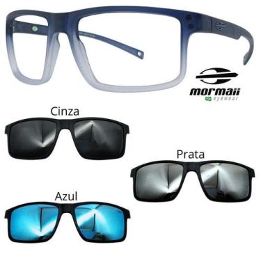 Imagem de Oculos Mormaii Swap 5 6127 DL6 Cinza Degrade Com 3 Clipons, Cinza, Azu