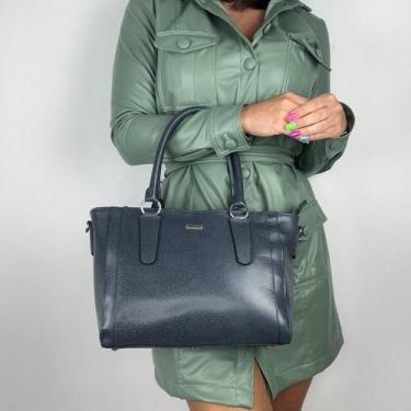 Imagem de Bolsa recuo em couro legítimo b.935, Azul marinho